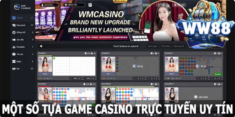 Một số tựa game casino trực tuyến uy tín